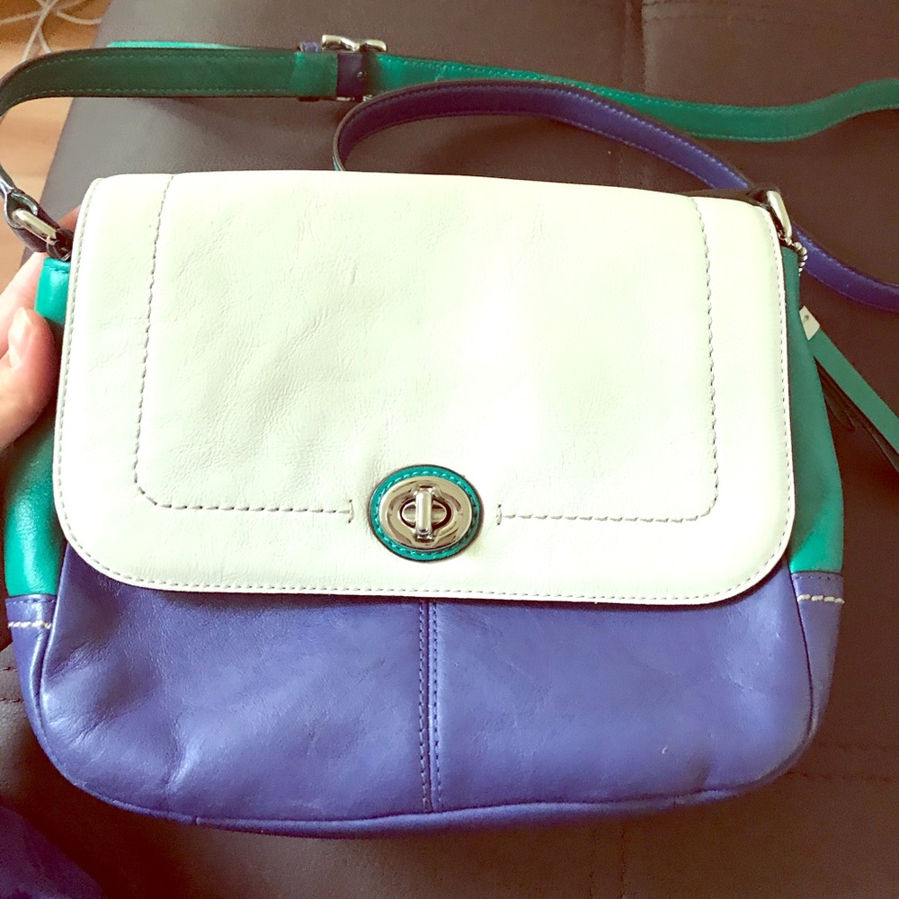 Coach Color-block Turn-lock Crossbody-Final Price